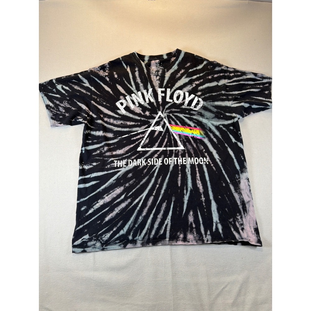 Pink Floyd Dark Side Moon Tie Dye T Shirt Mens XL Black White Graphic